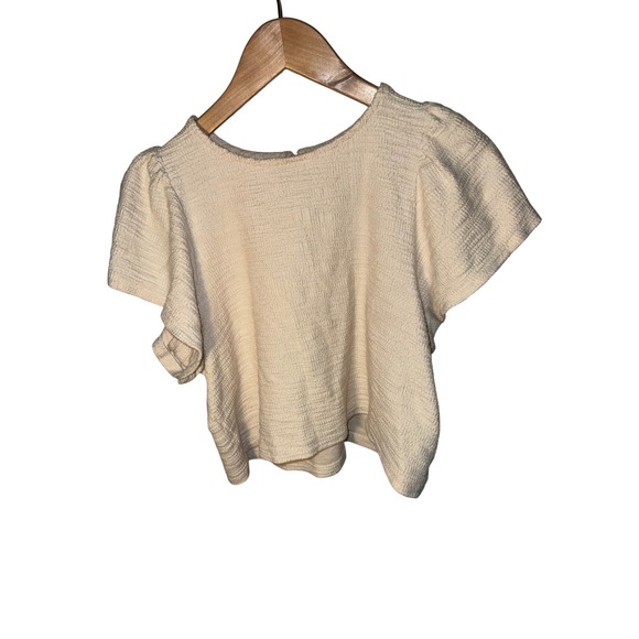 Madewell Textured Flutter Sleeve Top Women's Medium‎ Cream Short Sleeve Msrp $80 - Picture 4 of 11